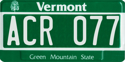 VT license plate ACR077