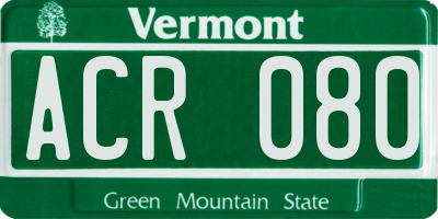 VT license plate ACR080