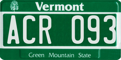 VT license plate ACR093