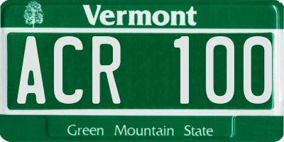 VT license plate ACR100