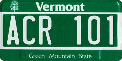 VT license plate ACR101