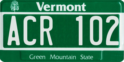 VT license plate ACR102