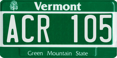 VT license plate ACR105