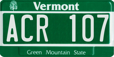 VT license plate ACR107