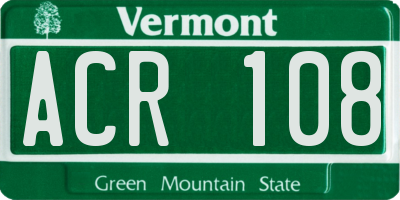 VT license plate ACR108