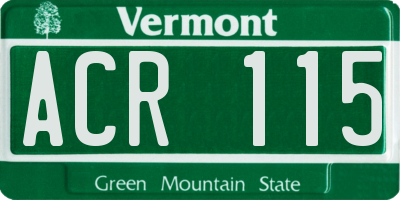 VT license plate ACR115