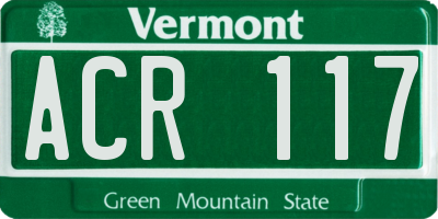 VT license plate ACR117