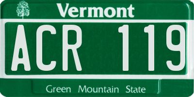 VT license plate ACR119
