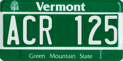 VT license plate ACR125