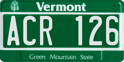VT license plate ACR126