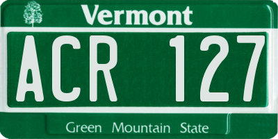 VT license plate ACR127