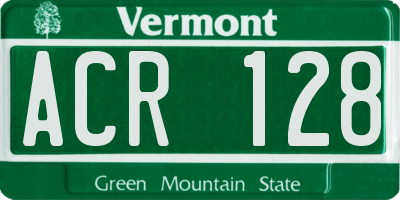 VT license plate ACR128
