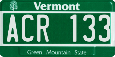 VT license plate ACR133