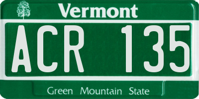 VT license plate ACR135