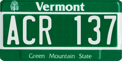 VT license plate ACR137