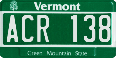 VT license plate ACR138