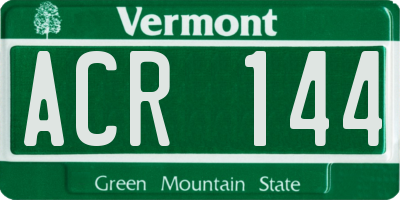 VT license plate ACR144