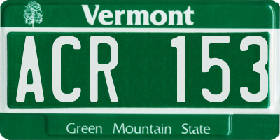 VT license plate ACR153