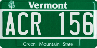 VT license plate ACR156
