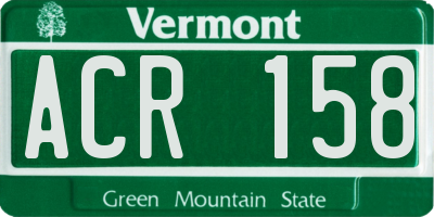 VT license plate ACR158