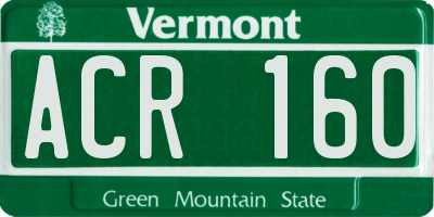 VT license plate ACR160