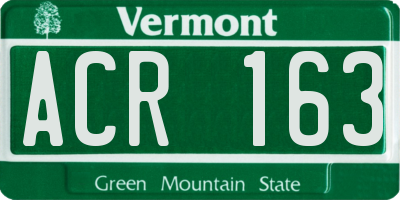 VT license plate ACR163