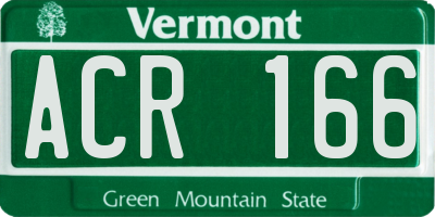VT license plate ACR166