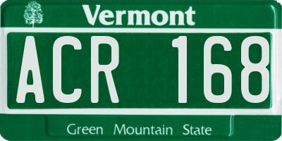 VT license plate ACR168