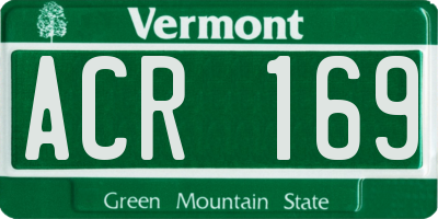VT license plate ACR169