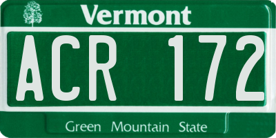 VT license plate ACR172