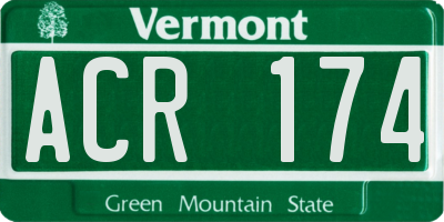VT license plate ACR174