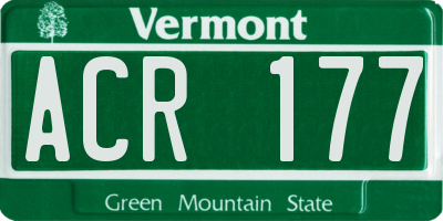 VT license plate ACR177
