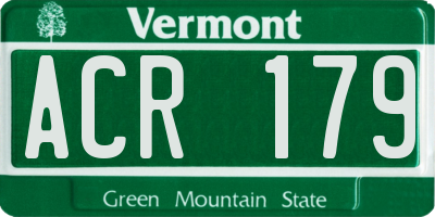VT license plate ACR179