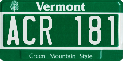 VT license plate ACR181