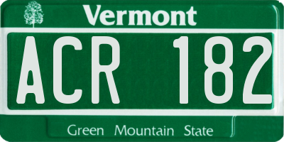 VT license plate ACR182