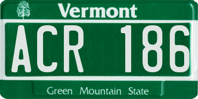 VT license plate ACR186