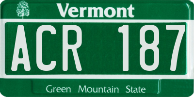 VT license plate ACR187