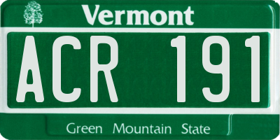 VT license plate ACR191