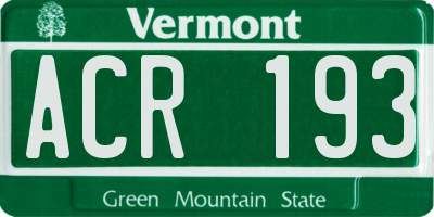 VT license plate ACR193