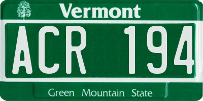 VT license plate ACR194