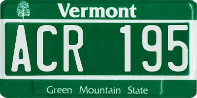 VT license plate ACR195