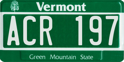 VT license plate ACR197