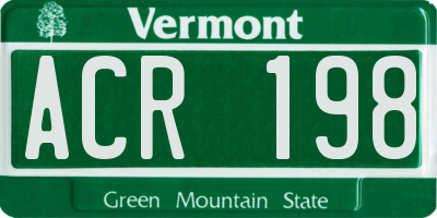 VT license plate ACR198