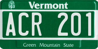 VT license plate ACR201
