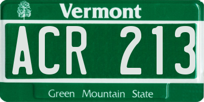 VT license plate ACR213