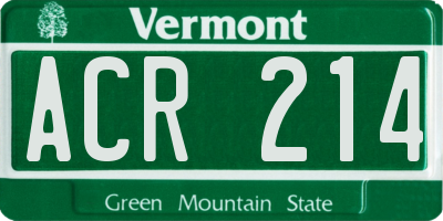 VT license plate ACR214