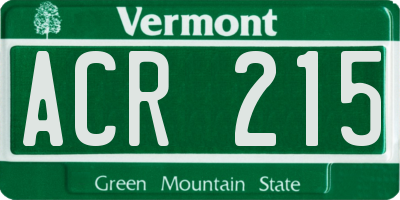 VT license plate ACR215