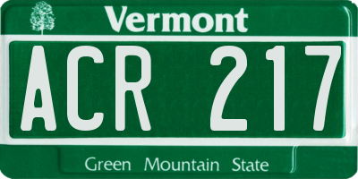 VT license plate ACR217