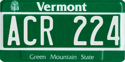 VT license plate ACR224