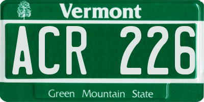 VT license plate ACR226